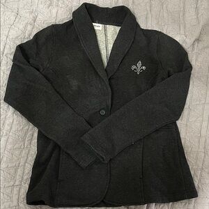 Women's Charcoal Fleur de Lis Varsity Jacket